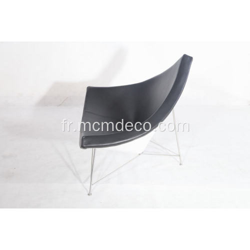 Chaise longue en cuir de coco en cuir aniline noir